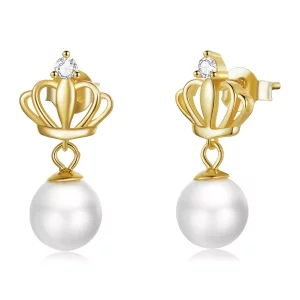 (afbeelding voor) Pandora Style Kroon Shell Kralen Oorknopjes - BSE549