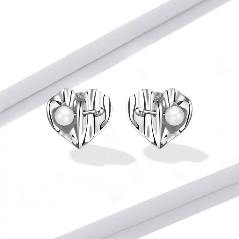 (afbeelding voor) Pandora Style Love Shell Kralen - Textuur Oorknopjes - BSE551-A - Bekijken 2