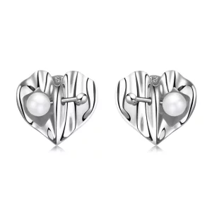 (afbeelding voor) Pandora Style Love Shell Kralen - Textuur Oorknopjes - BSE551-A