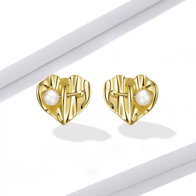 (afbeelding voor) Pandora Style Love Shell Kralen - Textuur Oorknopjes - BSE551 - Bekijken 2