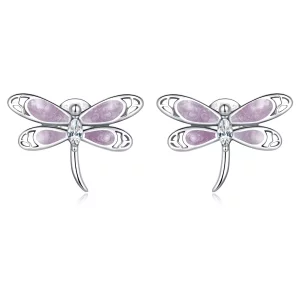 (afbeelding voor) Pandora Style Meisje Roze Dragonfly Oorknopjes - SCE1414