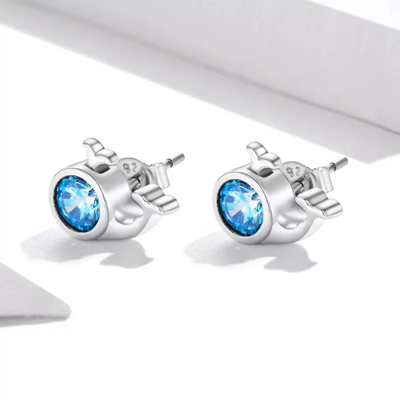 (afbeelding voor) Pandora Style Mini Walvis Oorknopjes - SCE1366 - Bekijken 2