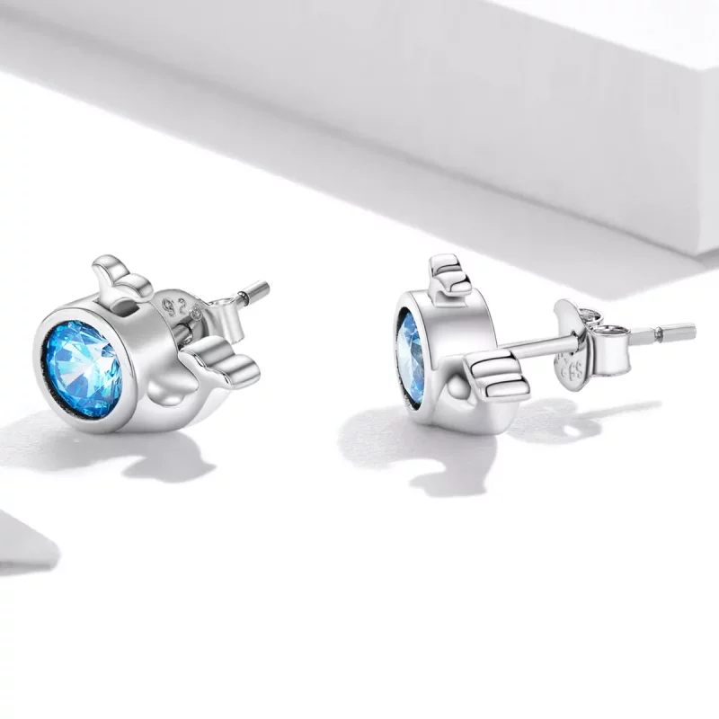 (afbeelding voor) Pandora Style Mini Walvis Oorknopjes - SCE1366 - Bekijken 3