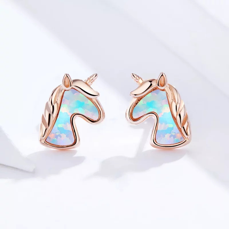 (afbeelding voor) Pandora Style Ocean Blue Opal Eenhoorn Oorknopjes - SCE815-C - Bekijken 2