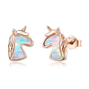 (afbeelding voor) Pandora Style Ocean Blue Opal Eenhoorn Oorknopjes - SCE815-C