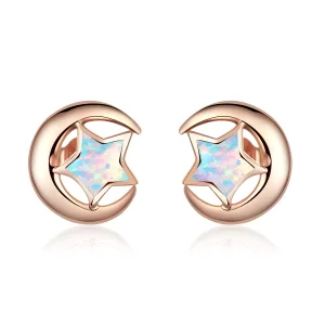 Pandora Style Opaal Maan Oorknopjes - SCE816-C (afbeelding voor) Pandora Style Opaal Maan Oorknopjes - SCE816-C