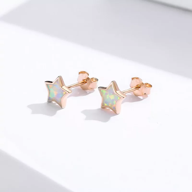 (afbeelding voor) Pandora Style Opaal Pentagram Oorknopjes - SCE674 - Bekijken 2