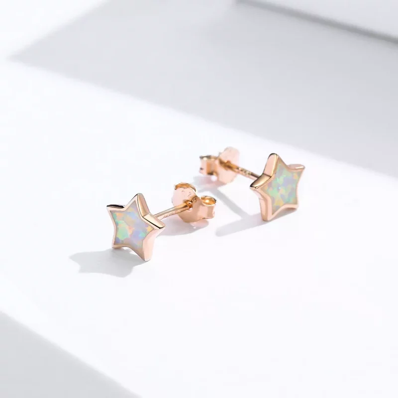 (afbeelding voor) Pandora Style Opaal Pentagram Oorknopjes - SCE674 - Bekijken 4