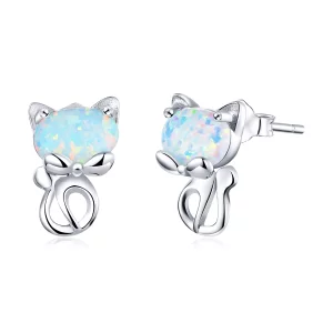 Pandora Style Opaal Schattige Kat Oorknopjes - SCE828 (afbeelding voor) Pandora Style Opaal Schattige Kat Oorknopjes - SCE828