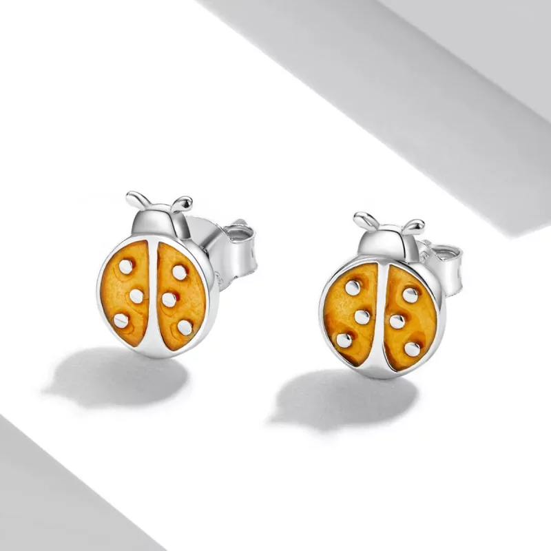 (afbeelding voor) Pandora Style Oranje Lieveheersbeestje Oorknopjes - SCE1345 - Bekijken 2