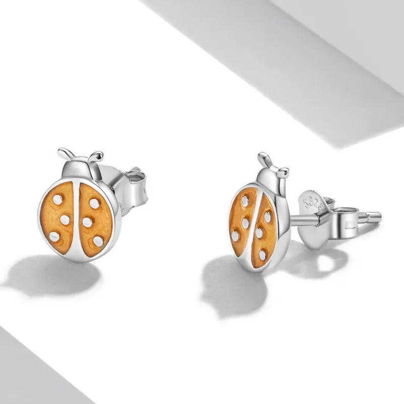 (afbeelding voor) Pandora Style Oranje Lieveheersbeestje Oorknopjes - SCE1345 - Bekijken 3