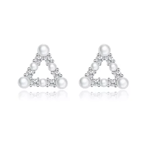 Pandora Style Pareldriehoek Oorknopjes - BSE215 (afbeelding voor) Pandora Style Pareldriehoek Oorknopjes - BSE215