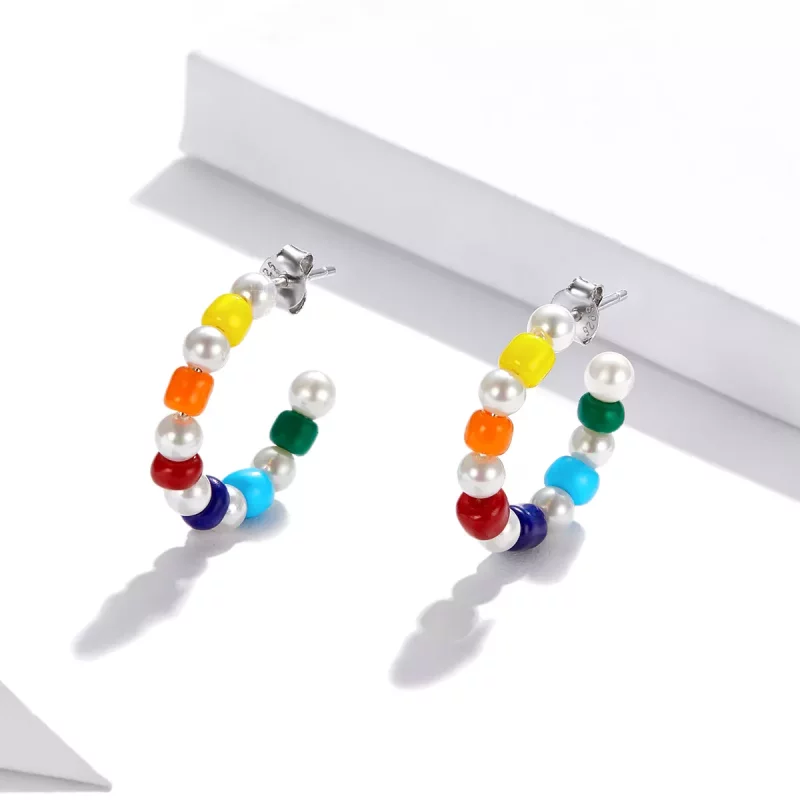 (afbeelding voor) Pandora Style Rainbow Shell Kralen Oorknopjes - SCE1183 - Bekijken 3