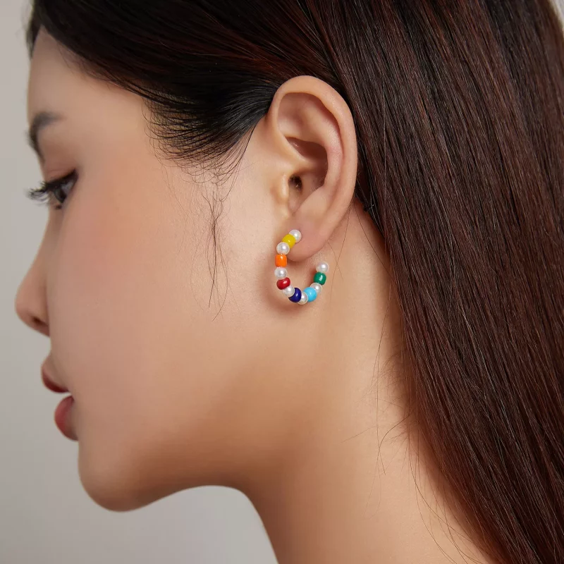 (afbeelding voor) Pandora Style Rainbow Shell Kralen Oorknopjes - SCE1183 - Bekijken 5