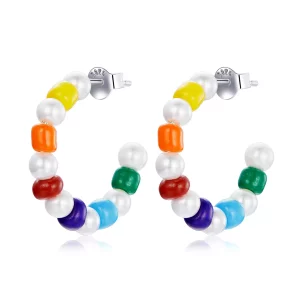 (afbeelding voor) Pandora Style Rainbow Shell Kralen Oorknopjes - SCE1183