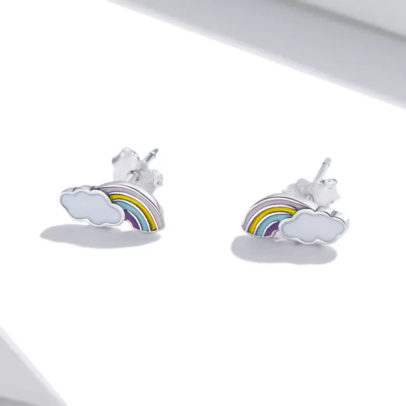 (afbeelding voor) Pandora Style Regenboog wolken Oorknopjes - SCE1274 - Bekijken 2