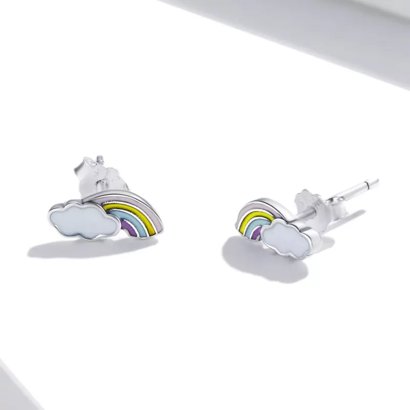 (afbeelding voor) Pandora Style Regenboog wolken Oorknopjes - SCE1274 - Bekijken 3