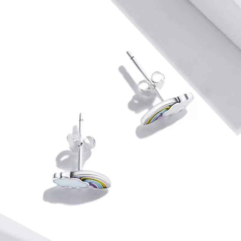 (afbeelding voor) Pandora Style Regenboog wolken Oorknopjes - SCE1274 - Bekijken 4