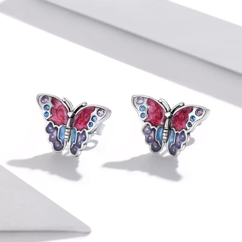 (afbeelding voor) Pandora Style Retro Vlinder Oorknopjes - SCE1332 - Bekijken 2