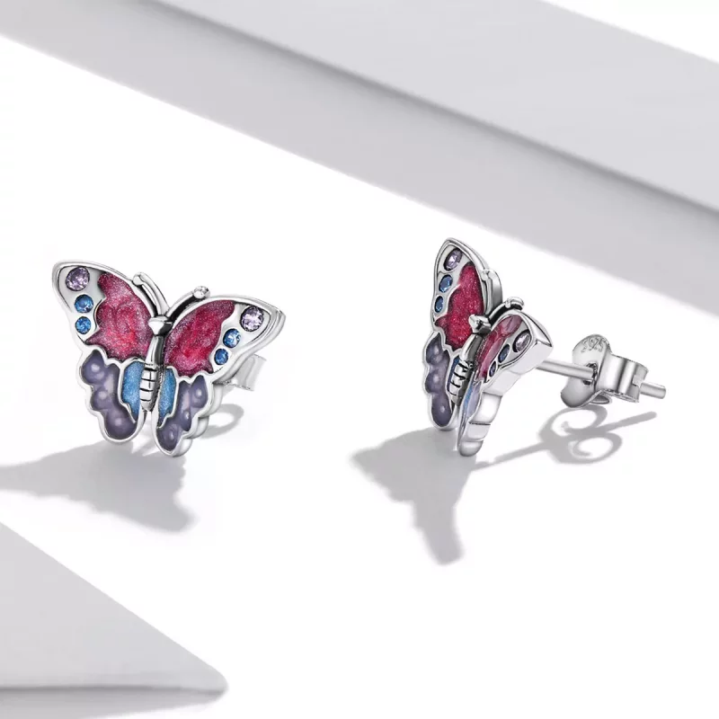(afbeelding voor) Pandora Style Retro Vlinder Oorknopjes - SCE1332 - Bekijken 3