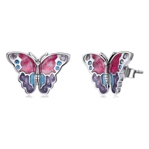 (afbeelding voor) Pandora Style Retro Vlinder Oorknopjes - SCE1332