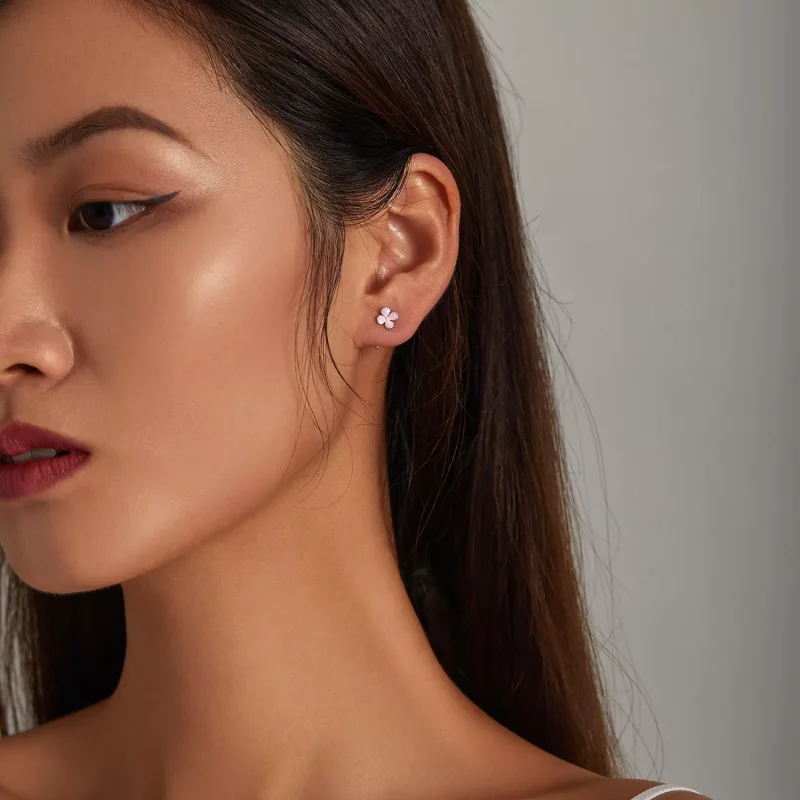 (afbeelding voor) Pandora Style Roze Bloemen Oorknopjes - SCE1286 - Bekijken 5