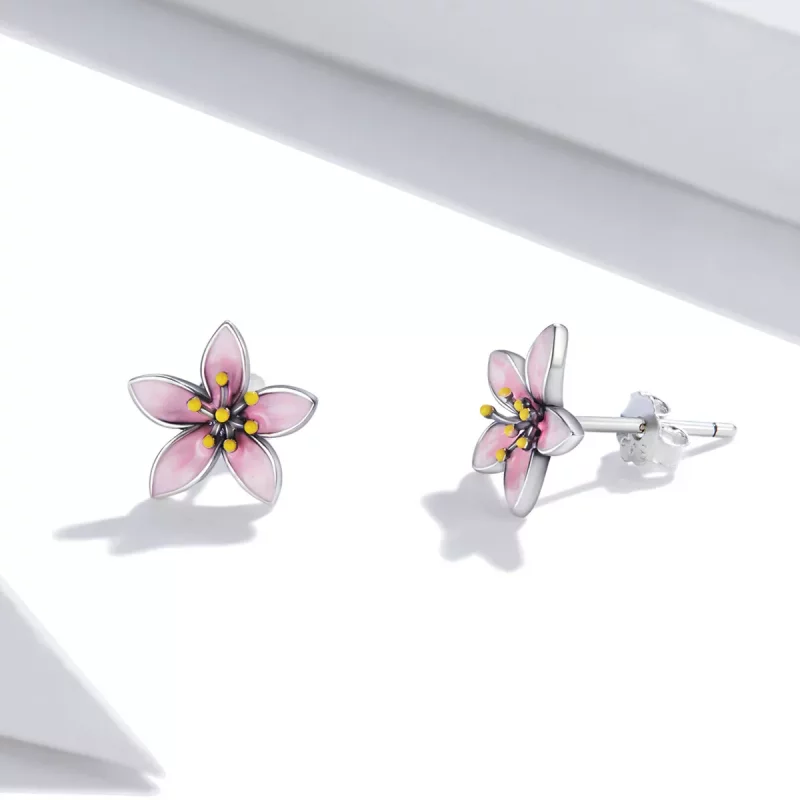 (afbeelding voor) Pandora Style Roze Sakura Oorknopjes - SCE1273 - Bekijken 3