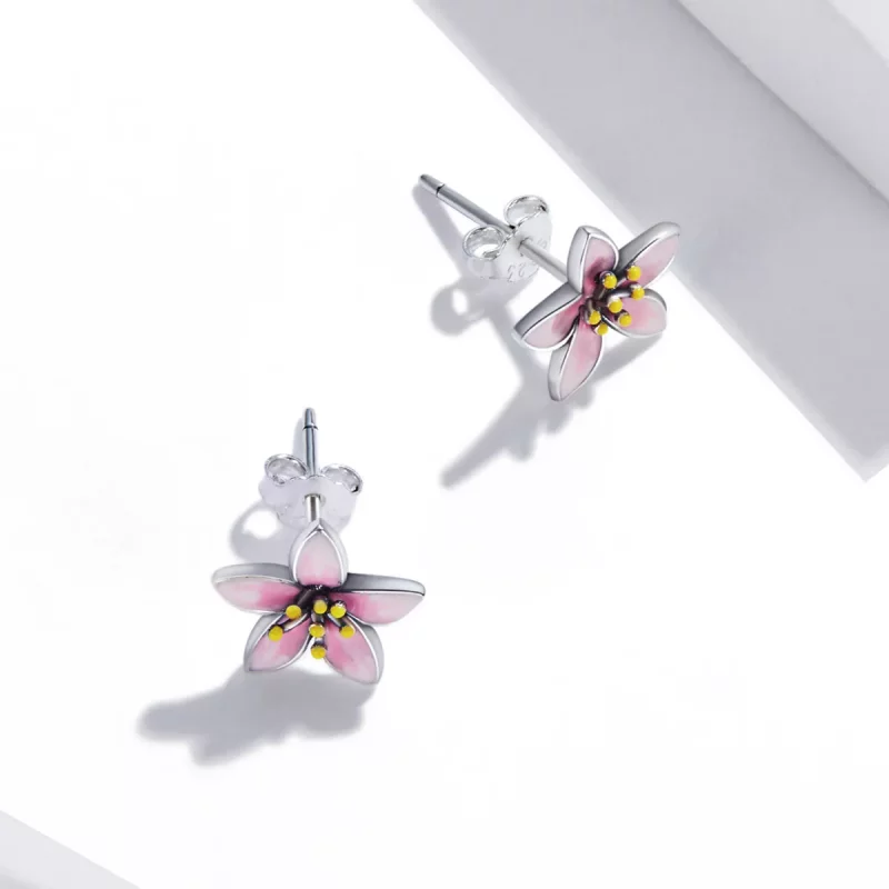 (afbeelding voor) Pandora Style Roze Sakura Oorknopjes - SCE1273 - Bekijken 4