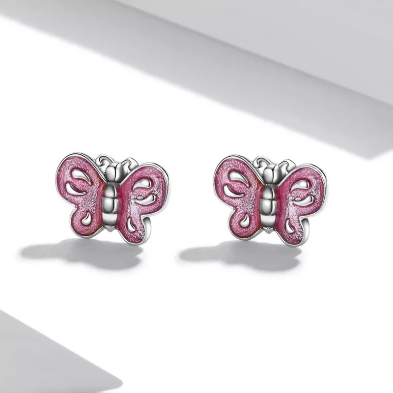 (afbeelding voor) Pandora Style Roze Vlinder Oorknopjes - SCE1344 - Bekijken 2
