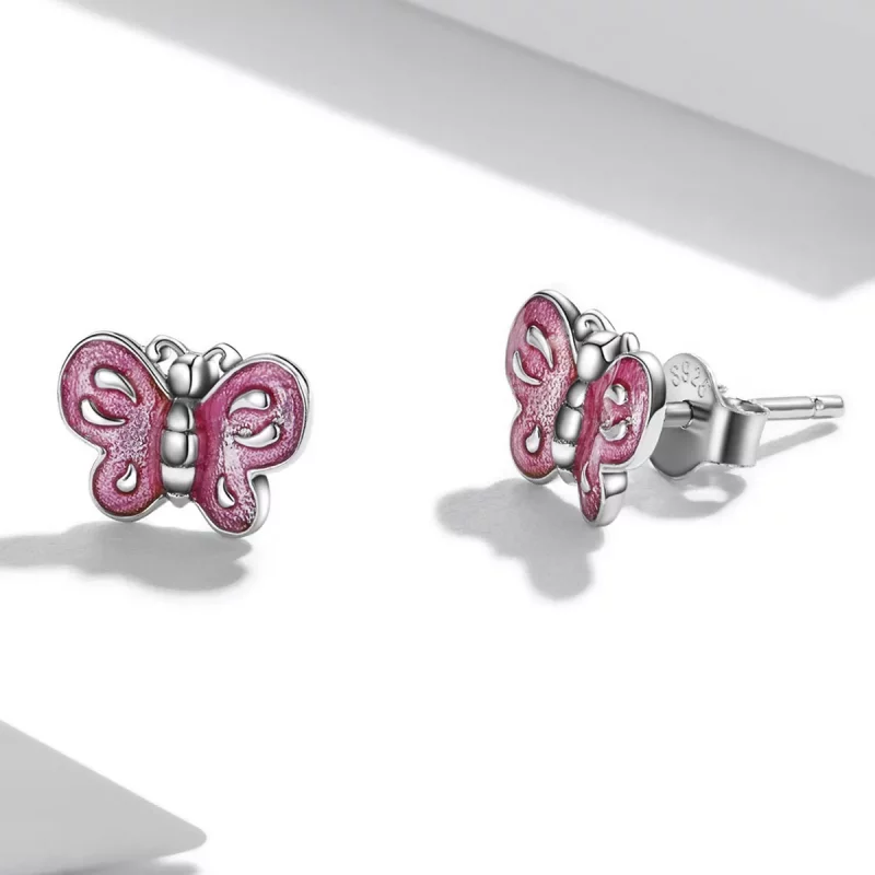 (afbeelding voor) Pandora Style Roze Vlinder Oorknopjes - SCE1344 - Bekijken 3