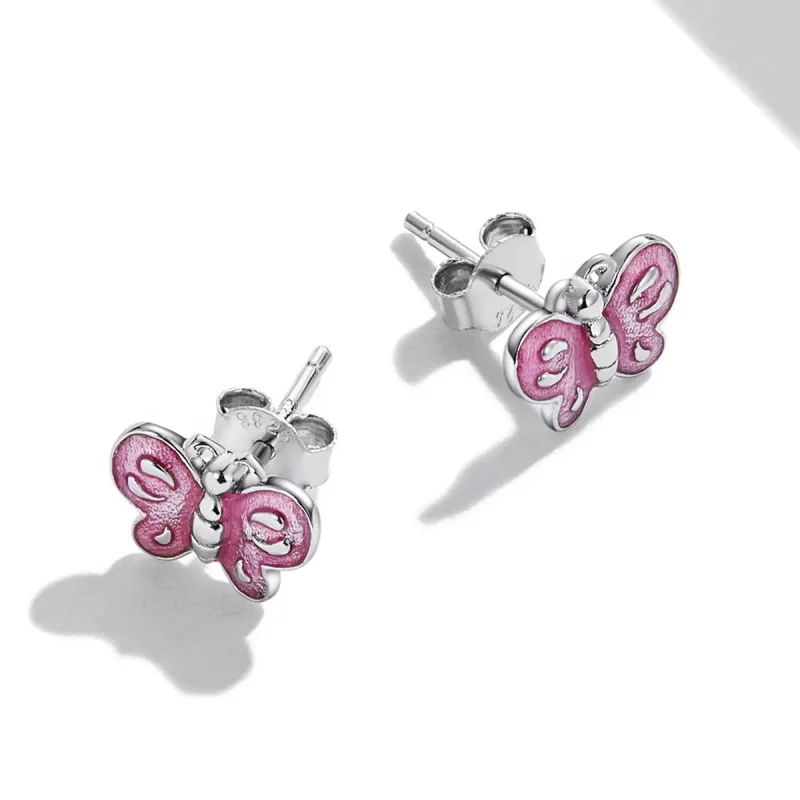 (afbeelding voor) Pandora Style Roze Vlinder Oorknopjes - SCE1344 - Bekijken 4
