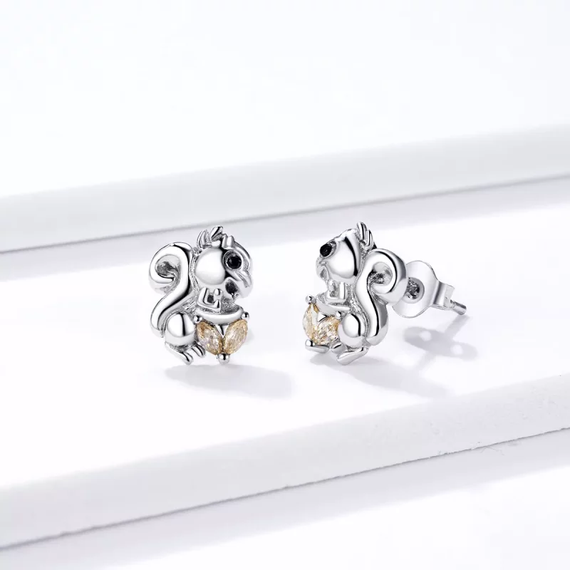 (afbeelding voor) Pandora Style Schattige eekhoorn Oorknopjes - BSE417 - Bekijken 3