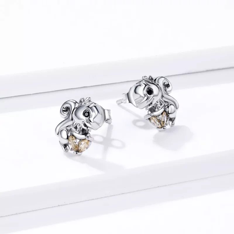 (afbeelding voor) Pandora Style Schattige eekhoorn Oorknopjes - BSE417 - Bekijken 4
