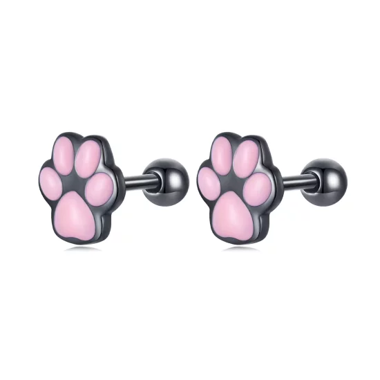 (afbeelding voor) Pandora Style Schattige Kattenpoot Oorknopjes - SCE1516