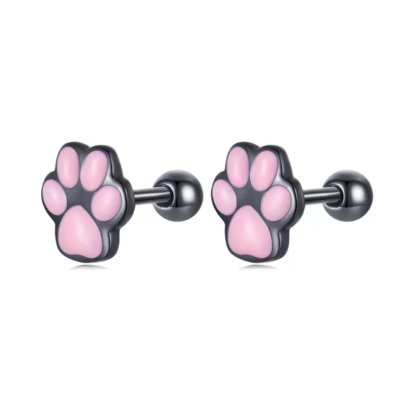 (afbeelding voor) Pandora Style Schattige Kattenpoot Oorknopjes - SCE1516