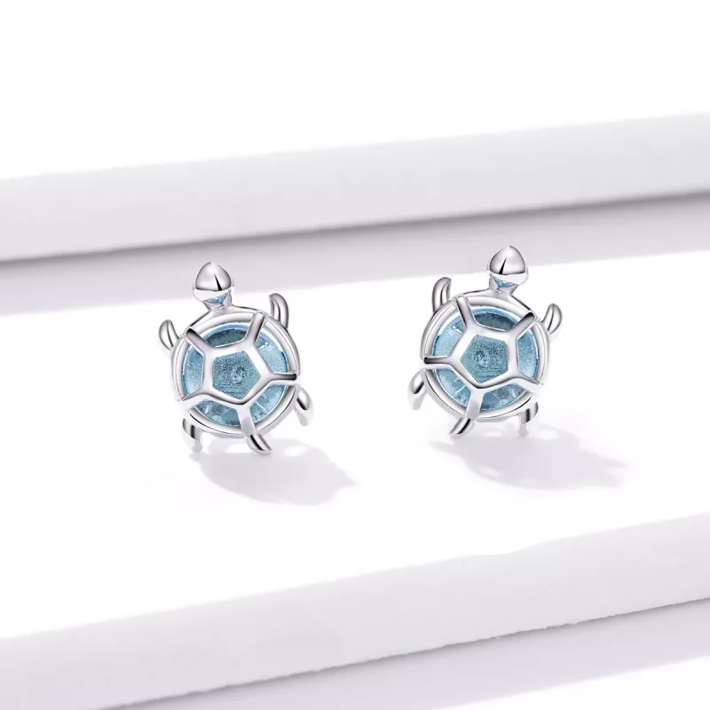 (afbeelding voor) Pandora Style Speelse schildpad Oorknopjes - BSE406 - Bekijken 2