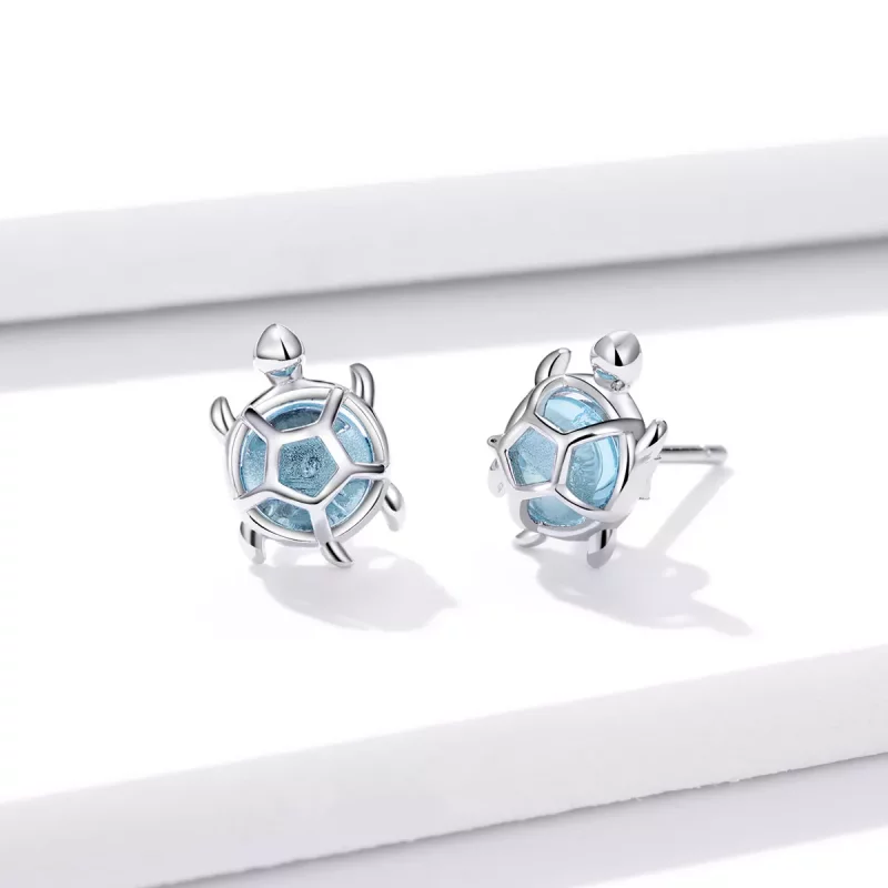 (afbeelding voor) Pandora Style Speelse schildpad Oorknopjes - BSE406 - Bekijken 3