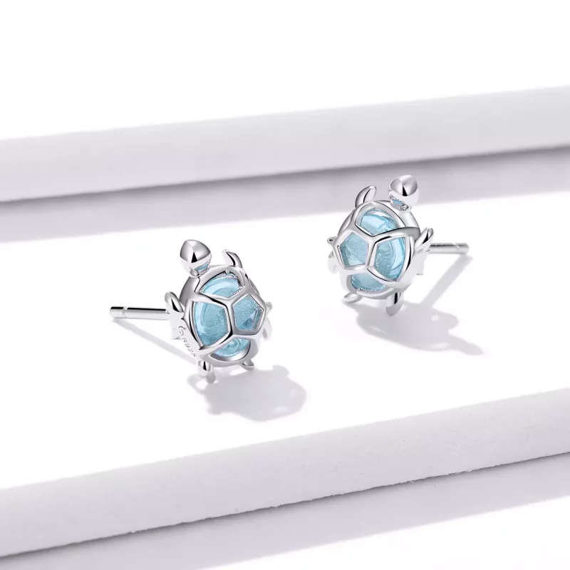 (afbeelding voor) Pandora Style Speelse schildpad Oorknopjes - BSE406 - Bekijken 4
