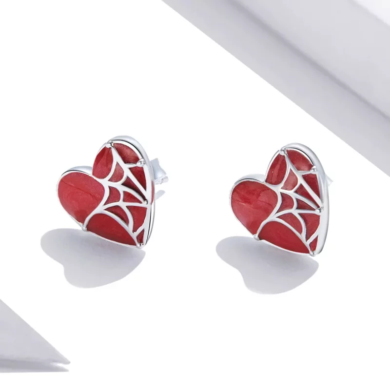 (afbeelding voor) Pandora Style Spinnenweb Hart Oorknopjes - SCE1198 - Bekijken 2