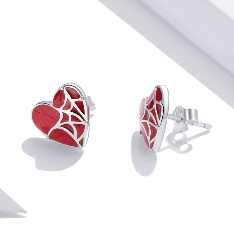 (afbeelding voor) Pandora Style Spinnenweb Hart Oorknopjes - SCE1198 - Bekijken 3