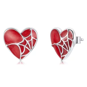 (afbeelding voor) Pandora Style Spinnenweb Hart Oorknopjes - SCE1198