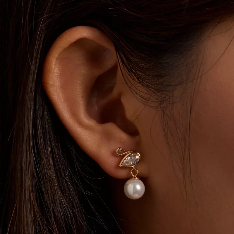 (afbeelding voor) Pandora Style Swan Shell Kralen Oorknopjes - BSE548 - Bekijken 7