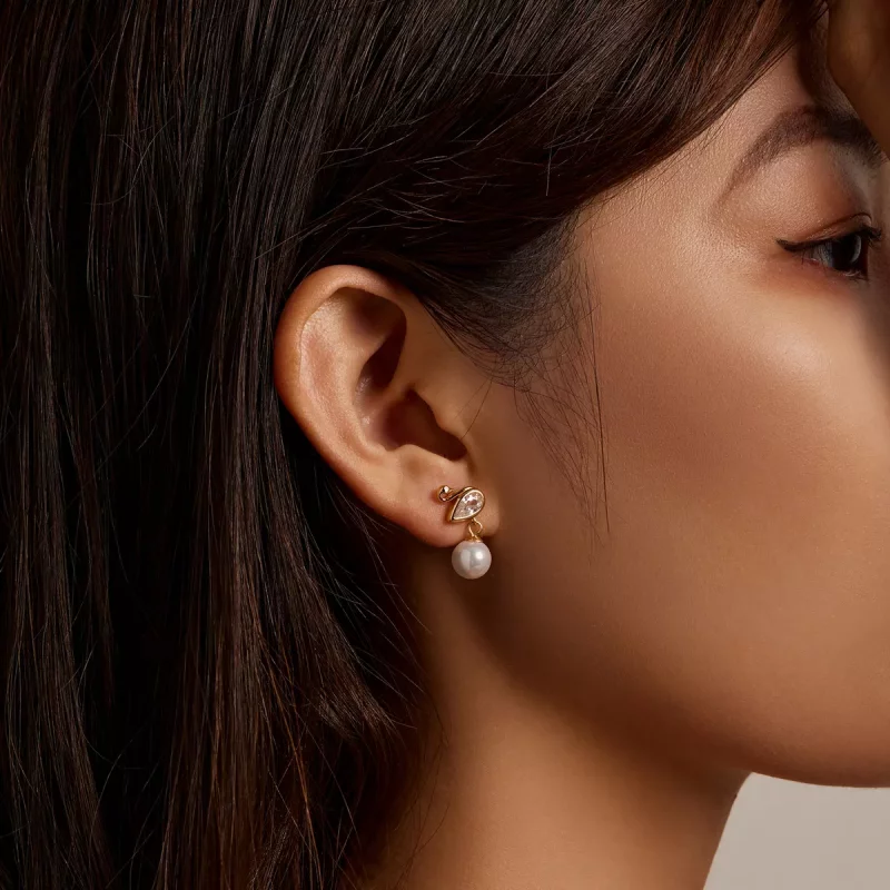 (afbeelding voor) Pandora Style Swan Shell Kralen Oorknopjes - BSE548 - Bekijken 8