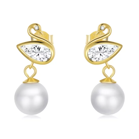 (afbeelding voor) Pandora Style Swan Shell Kralen Oorknopjes - BSE548