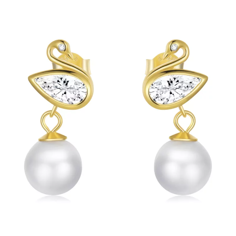 (afbeelding voor) Pandora Style Swan Shell Kralen Oorknopjes - BSE548