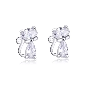 Pandora Style Vier Hoek stenen kitten Oorknopjes - BSE206 (afbeelding voor) Pandora Style Vier Hoek stenen kitten Oorknopjes - BSE206