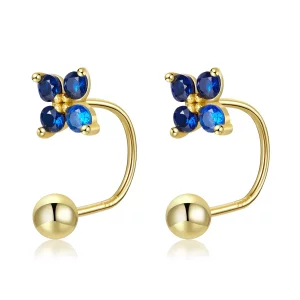 Pandora Style Vierbladige Bloem Oorknopjes - SCE1177-B (afbeelding voor) Pandora Style Vierbladige Bloem Oorknopjes - SCE1177-B