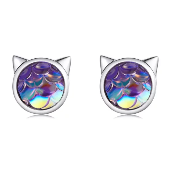 (afbeelding voor) Pandora Style Vis Schaal Kattenkop Oorknopjes - SCE1301