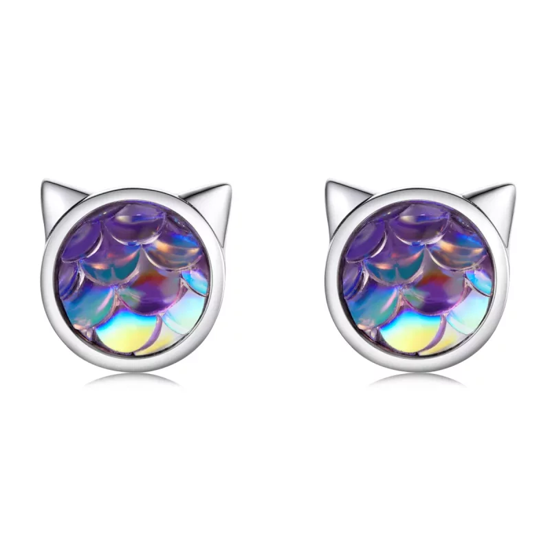 (afbeelding voor) Pandora Style Vis Schaal Kattenkop Oorknopjes - SCE1301