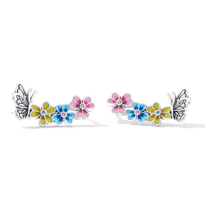 (afbeelding voor) Pandora Style Vlinderbloem Oorknopjes - SCE1393 - Bekijken 2